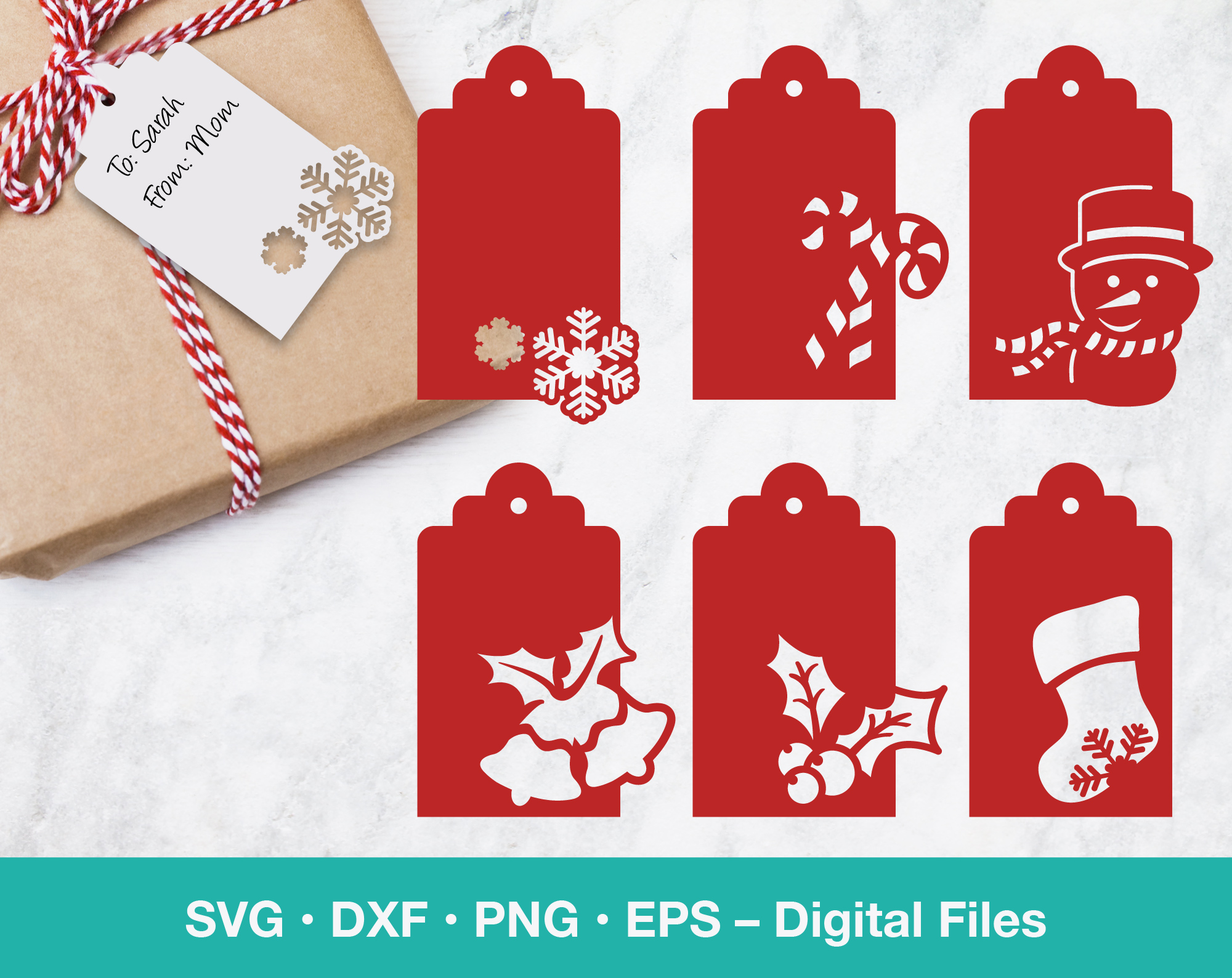Christmas ornament gift tag SVG; Holiday bundle template - Mockys