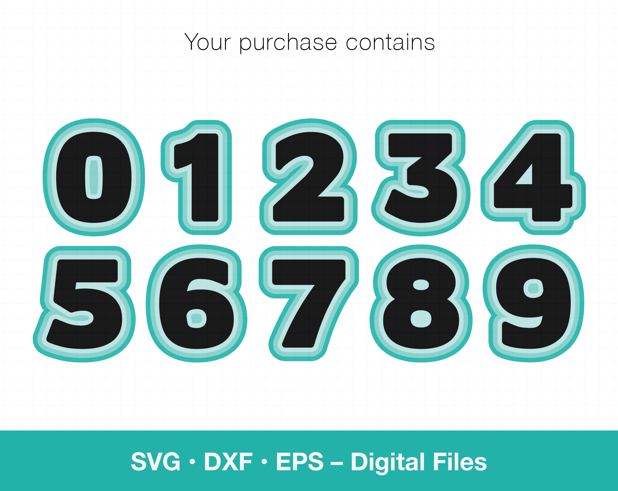 Layered svg numbers 0 to 9 - Mockys
